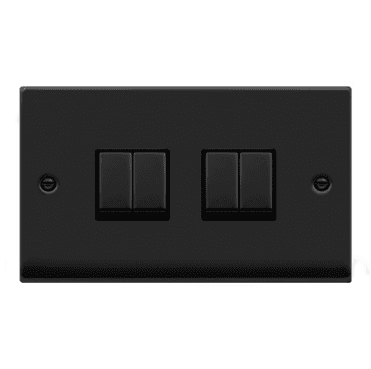 VPMB414BK Decorative 4G 2W Ingot Switch with Black Insert in Matt Black