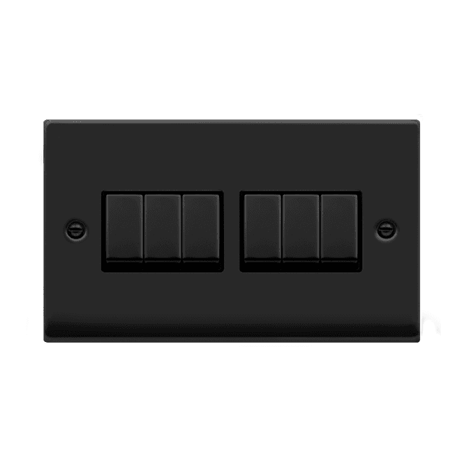 Click Switches and Sockets VPMB416BK Decorative 6G 2W Ingot Switch with Black Insert in Matt Black