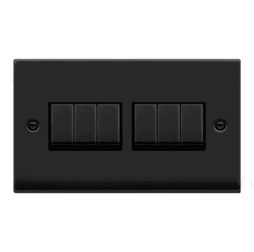 VPMB416BK Decorative 6G 2W Ingot Switch with Black Insert in Matt Black