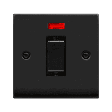 VPMB501BK Decorative 45A 1G Ingot DP Switch with Neon with Black Insert in Matt Black
