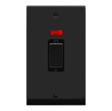 VPMB503BK Decorative 45A 2G Ingot DP Switch with Neon with Black Insert in Matt Black