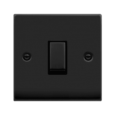 VPMB722BK Decorative 20A 1G Ingot DP Switch with Black Inserts in Matt Black