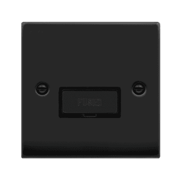 VPMB750BK Decorative 13a Ingot Unswitched Fused Spur with Black Insert in Matt Black