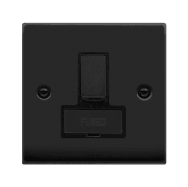 VPMB751BK Decorative 13a Ingot Switched Fused Spur with Black Insert in Matt Black