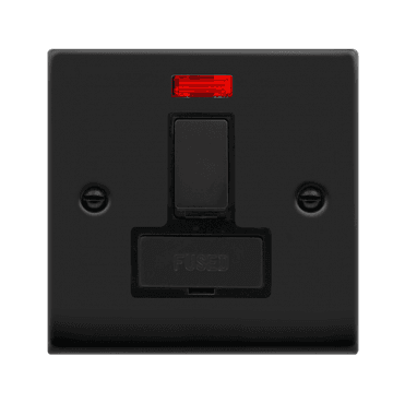 VPMB752BK Decorative 13a Ingot Switched Fused Spur with Neon with Black Insert in Matt Black