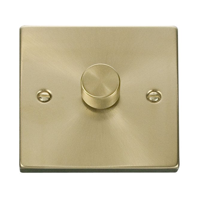 Click Switches and Sockets VPSB161 Decorative 1G 100w LED Dimmer Switch in Satin Brass