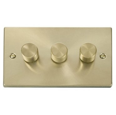 VPSB163 Decorative 3G 100w LED Dimmer Switch in Satin Brass