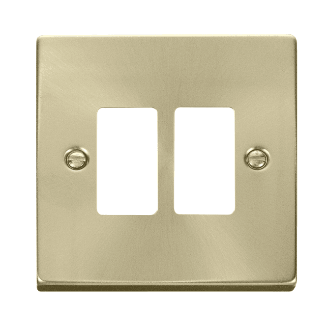Click Switches and Sockets VPSB20402 2G Grid Faceplate in Satin Brass