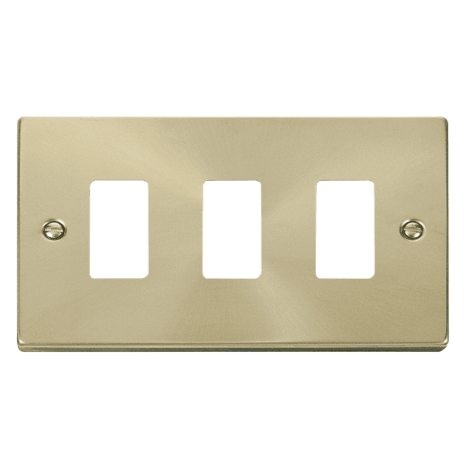 Click Switches and Sockets VPSB20403 3G Grid Faceplate in Satin Brass