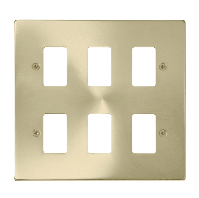 Click Switches and Sockets VPSB20506 6G Grid Faceplate in Satin Brass