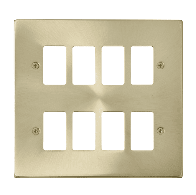 Click Switches and Sockets VPSB20508 8G Grid Faceplate in Satin Brass