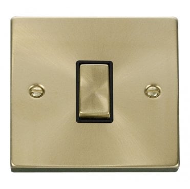 VPSB411BK Decorative 1G 2W Ingot Switch with Black Insert in Satin Brass