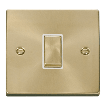 VPSB411WH Decorative 1G 2W Ingot Switch with White Insert in Satin Brass