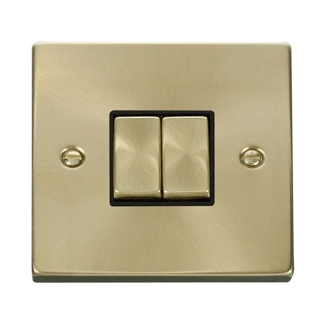 Click Switches and Sockets VPSB412BK Decorative 2G 2W Ingot Switch with Black Insert in Satin Brass