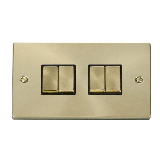 Click Switches and Sockets VPSB414BK Decorative 4G 2W Ingot Switch with Black Insert in Satin Brass
