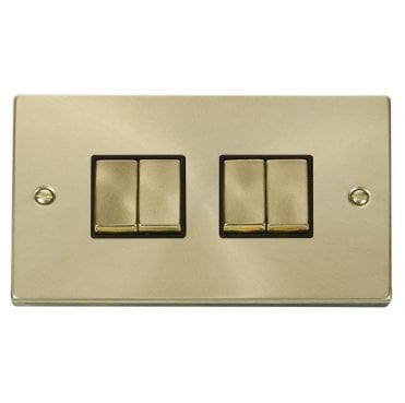 VPSB414BK Decorative 4G 2W Ingot Switch with Black Insert in Satin Brass
