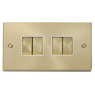 VPSB414WH Decorative 4G 2W Ingot Switch with White Insert in Satin Brass