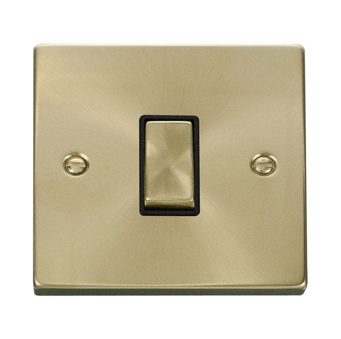 Click Switches and Sockets VPSB425BK Decorative 1G Ingot Intermediate Switch with Black Insert in Satin Brass