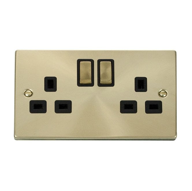Custom Bk Socket VPSB536BK Satin Brass Double Socket - Luxurious Black Insert