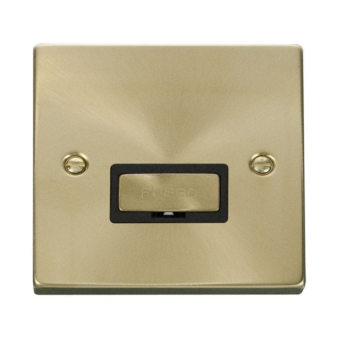 Click Switches and Sockets VPSB750BK Decorative 13a Ingot Unswitched Fused Spur with Black Insert in Satin Brass