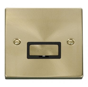 VPSB750BK Decorative 13a Ingot Unswitched Fused Spur with Black Insert in Satin Brass