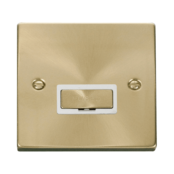 Click Switches and Sockets VPSB750WH Decorative 13a Ingot Unswitched Fused Spur with White Insert in Satin Brass