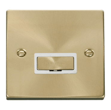 VPSB750WH Decorative 13a Ingot Unswitched Fused Spur with White Insert in Satin Brass