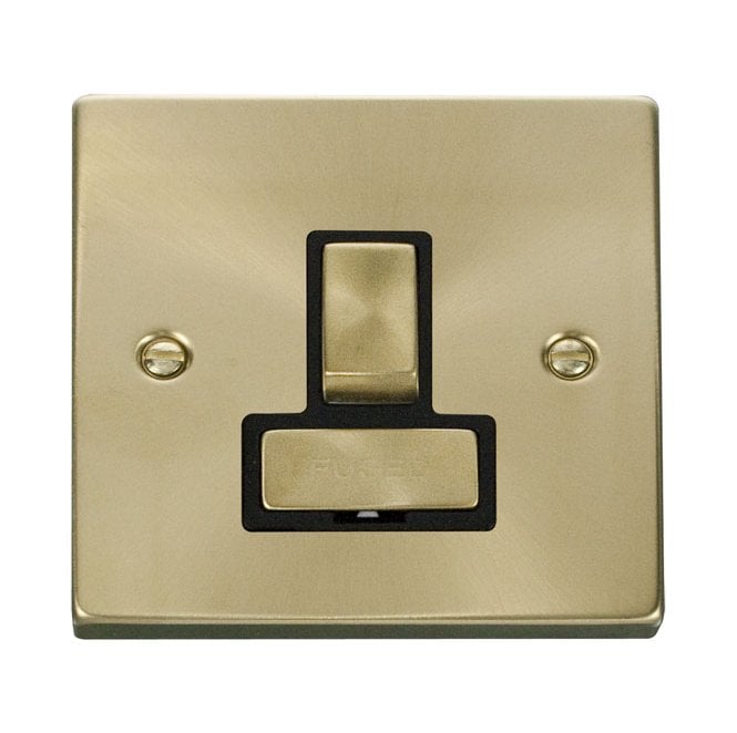 Click Switches and Sockets VPSB751BK Decorative 13a Ingot Switched Fused Spur with Black Insert in Satin Brass