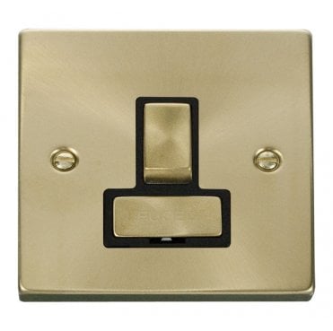 VPSB751BK Decorative 13a Ingot Switched Fused Spur with Black Insert in Satin Brass