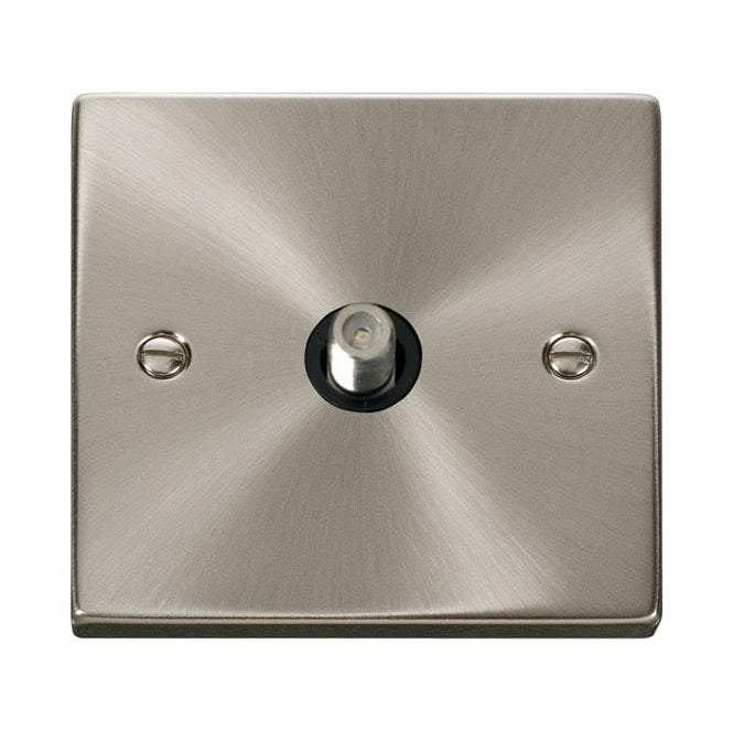 Click Switches and Sockets VPSC156BK Decorative Non Isolated Single Satellite Outlet with Black Insert in Satin Chrome