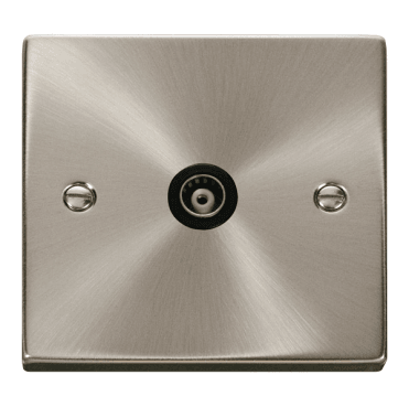 VPSC158BK Decorative Single Isolated Coaxial Outlet with Black Insert in Satin Chrome