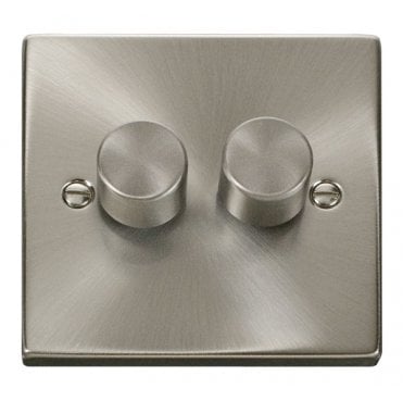 VPSC162 Decorative 2G 100w LED Dimmer Switch in Satin Chrome