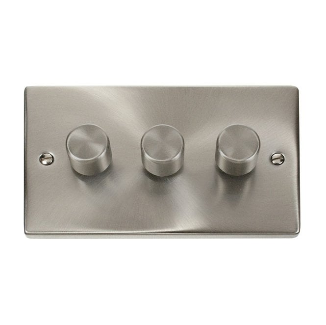 Click Switches and Sockets VPSC163 Decorative 3G 100w LED Dimmer Switch in Satin Chrome