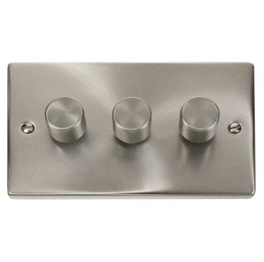 VPSC163 Decorative 3G 100w LED Dimmer Switch in Satin Chrome
