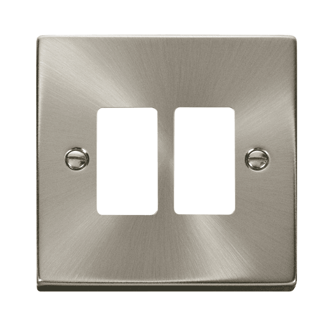 Click Switches and Sockets VPSC20402 2G Grid Faceplate in Satin Chrome