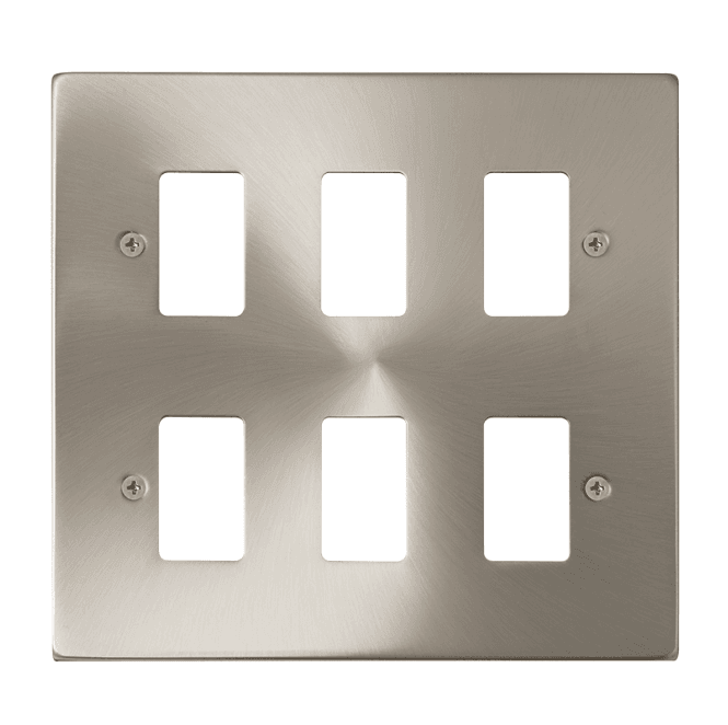 Click Switches and Sockets VPSC20506 6G Grid Faceplate in Satin Chrome
