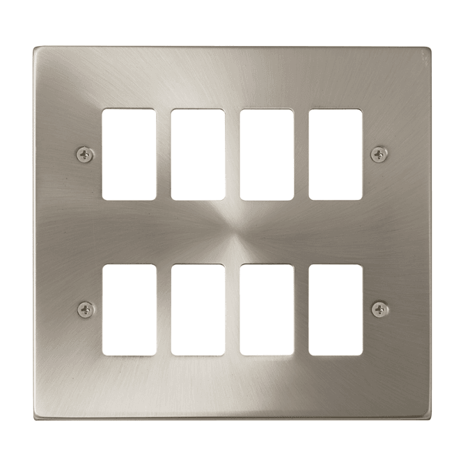 Click Switches and Sockets VPSC20508 8G Grid Faceplate in Satin Chrome