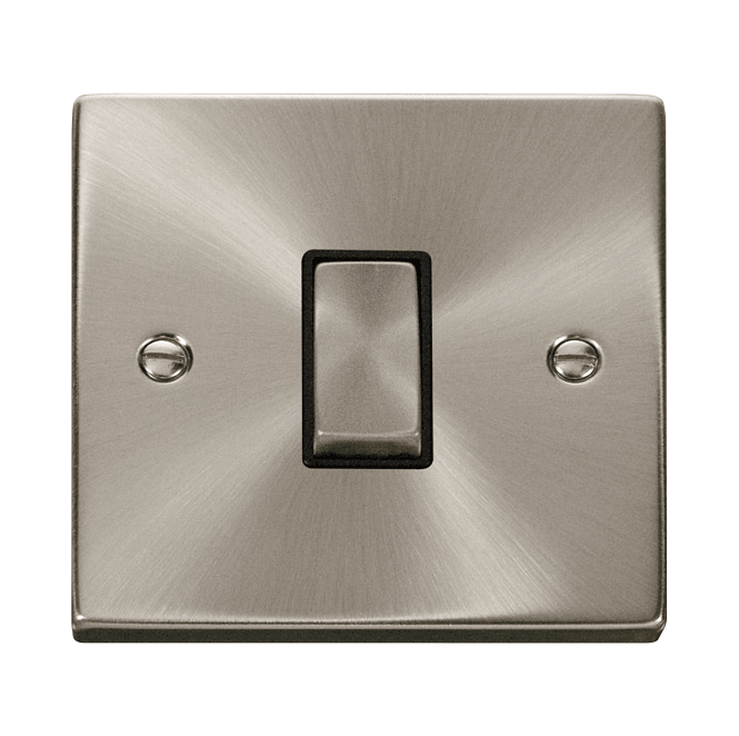 Click Switches and Sockets VPSC411BK Decorative 1G 2W Ingot Switch with Black Insert in Satin Chrome