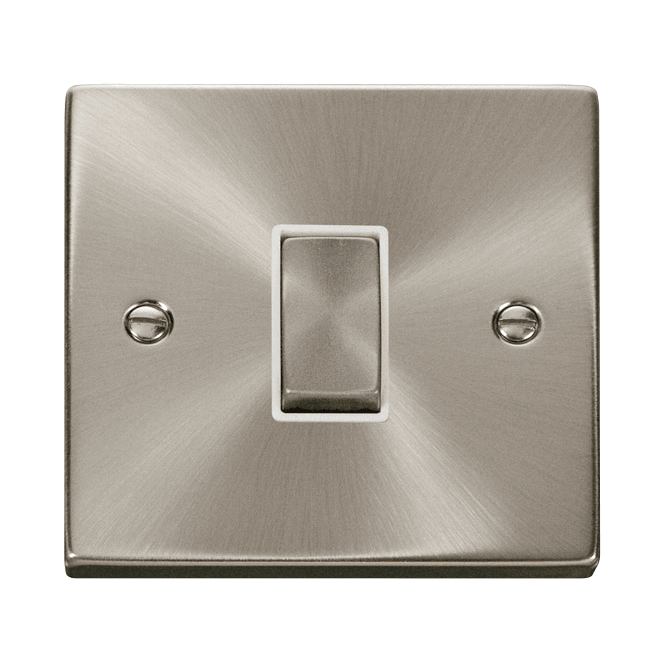 Click Switches and Sockets VPSC411WH Decorative 1G 2W Ingot Switch with White Insert in Satin Chrome