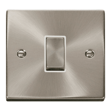 VPSC411WH Decorative 1G 2W Ingot Switch with White Insert in Satin Chrome