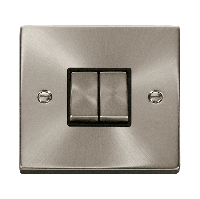 Click Switches and Sockets VPSC412BK Decorative 2G 2W Ingot Switch with Black Insert in Satin Chrome
