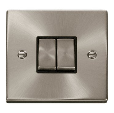 VPSC412BK Decorative 2G 2W Ingot Switch with Black Insert in Satin Chrome