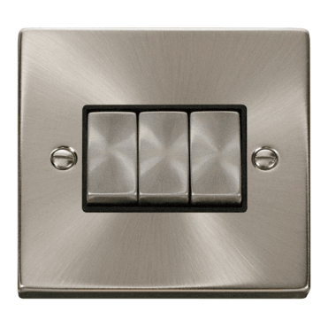 VPSC413BK Decorative 3G 2W Ingot Switch with Black Insert in Satin Chrome