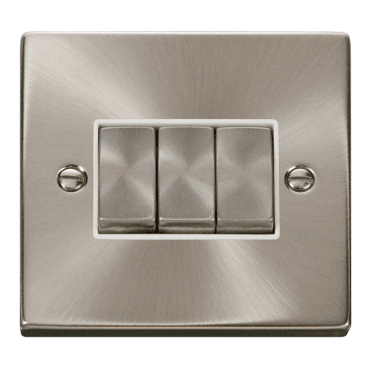 VPSC413WH Decorative 3G 2W Ingot Switch White Insert in Satin Chrome