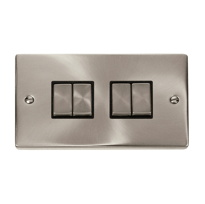 Click Switches and Sockets VPSC414BK Decorative 4G 2W Ingot Switch with Black Insert in Satin Chrome
