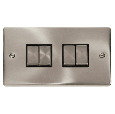 VPSC414BK Decorative 4G 2W Ingot Switch with Black Insert in Satin Chrome