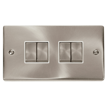 VPSC414WH Decorative 4G 2W Ingot Switch with White Insert in Satin Chrome