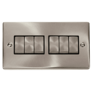 VPSC416BK Decorative 6G 2W Ingot Switch with Black Insert in Satin Chrome