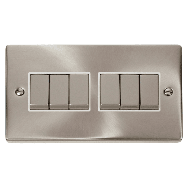 VPSC416WH Decorative 6G 2W Ingot Switch with White Insert in Satin Chrome