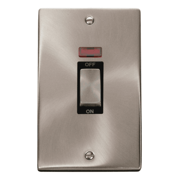 VPSC503BK Decorative 45A 2G Ingot DP Switch with Neon with Black Insert in Satin Chrome